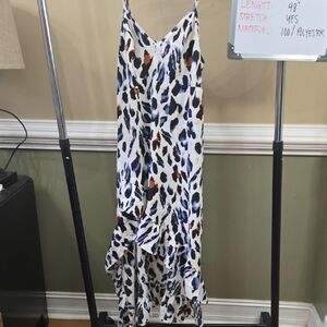 SHEIN Blue and Black Patterned High Low Dress